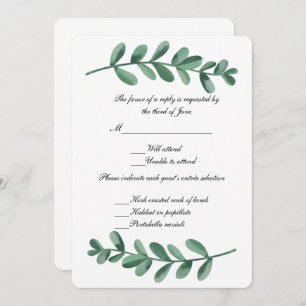 Elegant Classic Watercolor Green Leaves Response Invitation