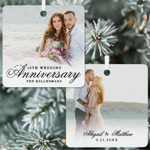 Elegant Classic Wedding Anniversary Photo Metal Ornament