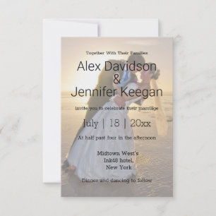 elegant classic wedding day photo overlay invitation