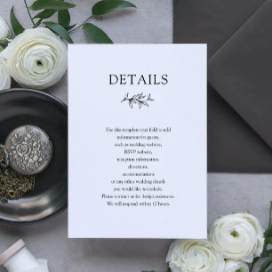 Elegant Classic Wedding Details Enclosure Card
