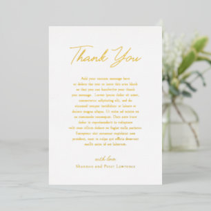 Elegant Classic Wedding Foil Thank You Card