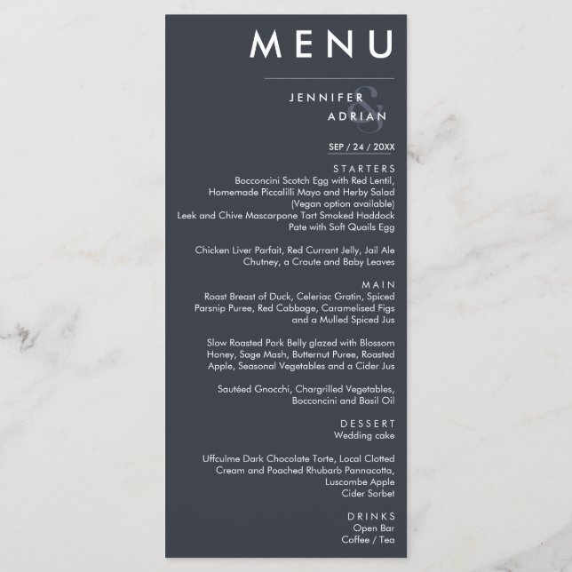 Elegant Classic Wedding Menu (Back)