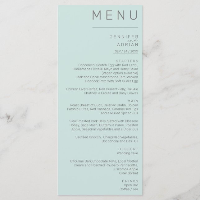 Elegant Classic Wedding Menu (Back)