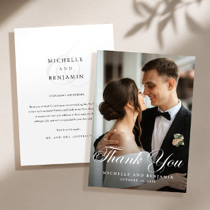 Elegant Classic Wedding Photo Thank You Card