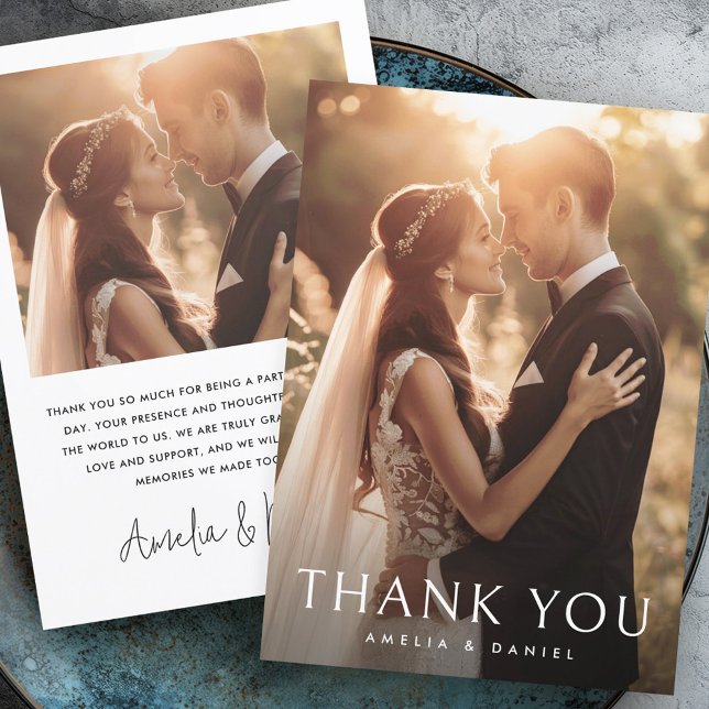 Elegant classic wedding photo thank you card (Elegant classic wedding photo thank you card)