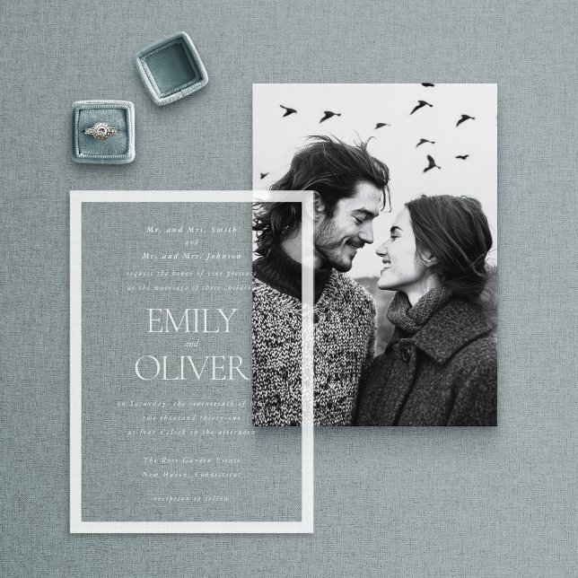 Elegant Classic White Frame White Overlay Wedding Acrylic Invitations (Creator Uploaded)