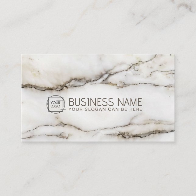 Elegant Classic White Marble  Business Card (Front)