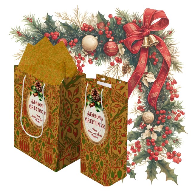 Elegant Classic William Morris Personalized Wine Gift Bag (Personalize these gift bags for easy gift giving!)