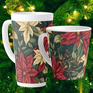 Elegant Classic William Morris Poinsettia Holiday Latte Mug