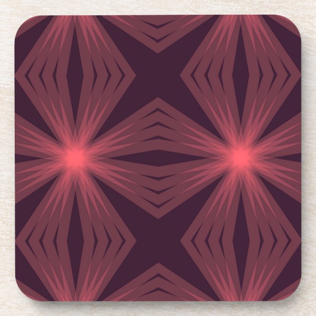 Elegant classical retro style geometric flower art coaster (Front)