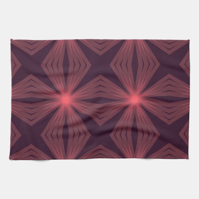 Elegant classical retro style geometric flower art kitchen towel (Horizontal)