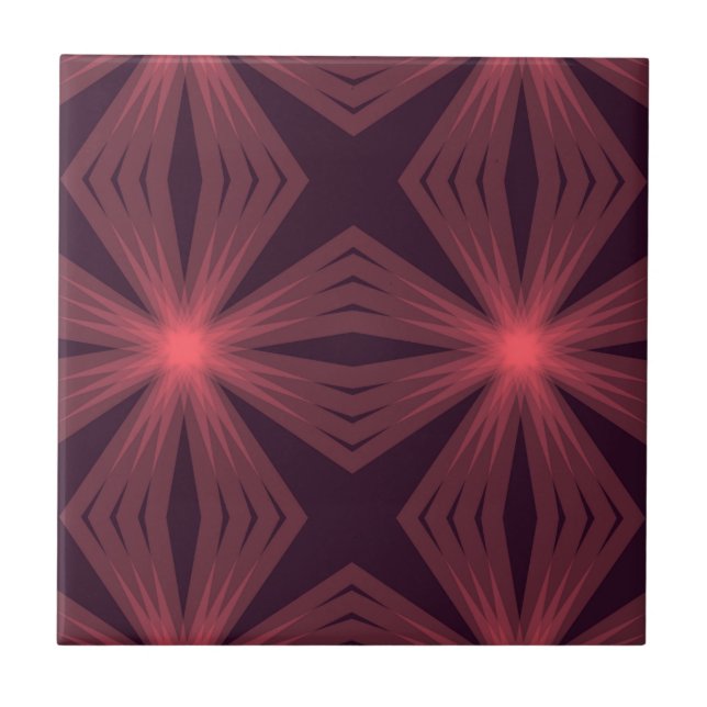 Elegant classical retro style geometric flower art tile (Front)