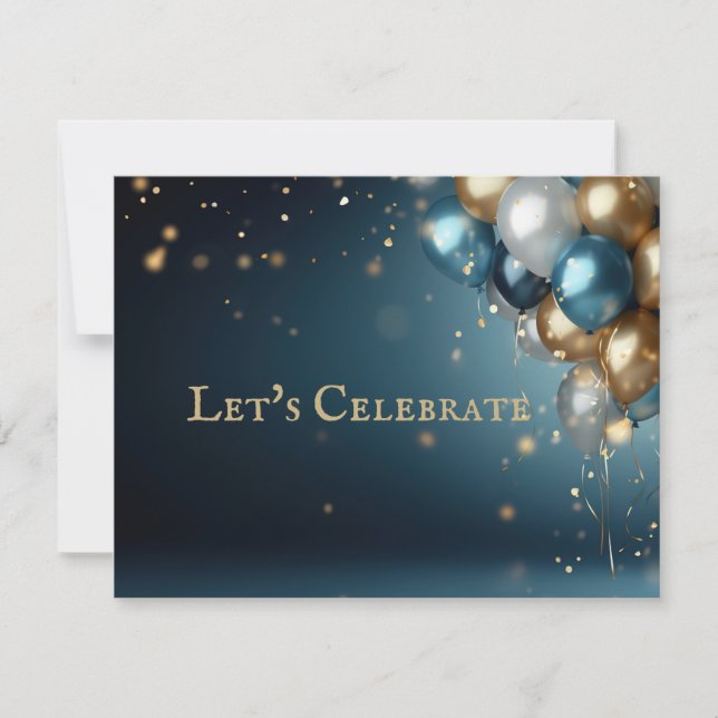 Élégant classique ballons Invitation de fête d'ann (Devant)