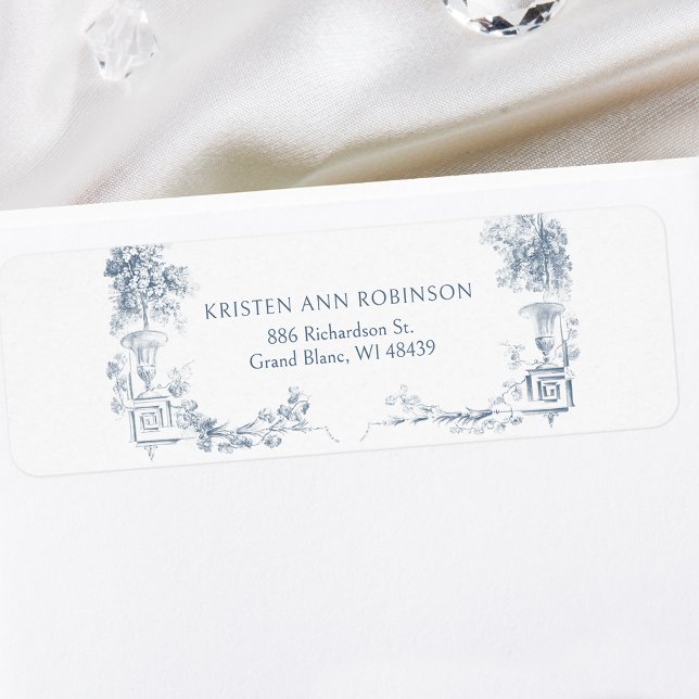 Élégant classique Dusty Bleu Français Floral (Créateur téléchargé)