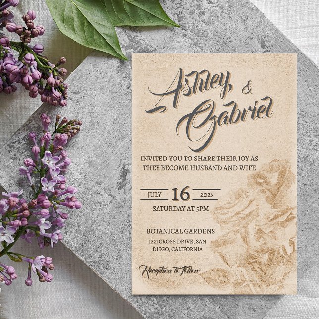 Élégant classique Floral Rustique Faire-part de ma (Créateur téléchargé)