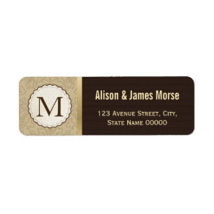 Élégant Classique Mariage Marron Or Monogrammé
