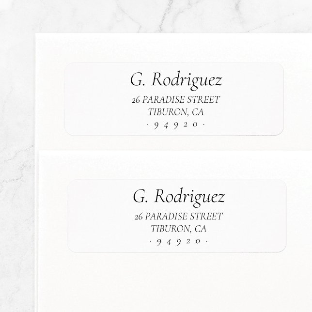 Élégant Classy 05 | Étiquette d'adresse de retour (Simple classic elegant basic return address label template in black and white.)