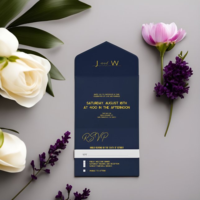 Elegant Classy All-in-One Wedding Invitations (Creator Uploaded)