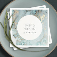 ELEGANT CLASSY AQUA DUSKY BLUE GOLD AGATE WEDDING