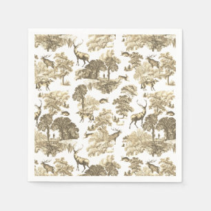 Elegant Classy Beige French Toile Deer Pattern Napkin