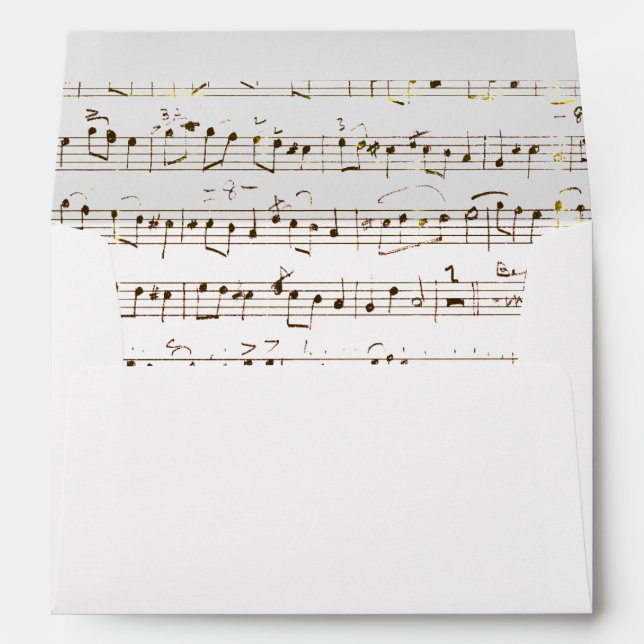Elegant Classy Beige Music Sheet Notes Inside Envelope (Back (Bottom))