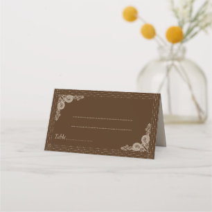 Elegant Classy Beige ornate Wedding Place Card