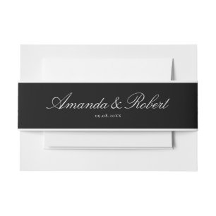 Elegant Classy Black and White Wedding Invitation Belly Band
