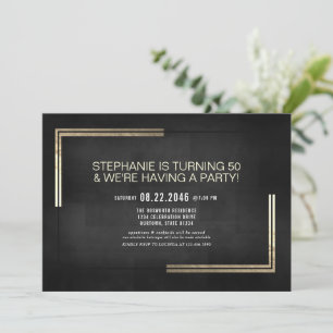 Elegant Classy Black/Gold Birthday Party Invitation