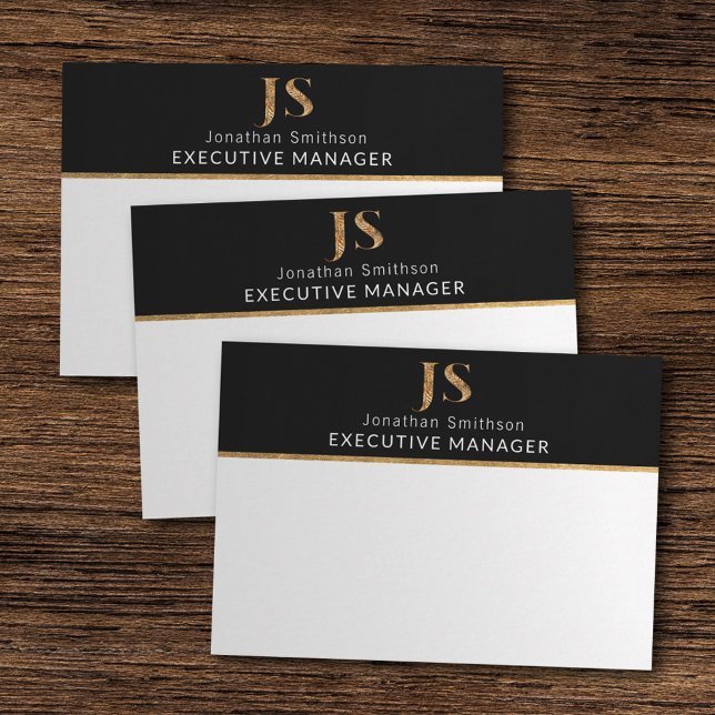  Elegant Classy Black & Gold Personalized Monogram Card (Creator Uploaded)