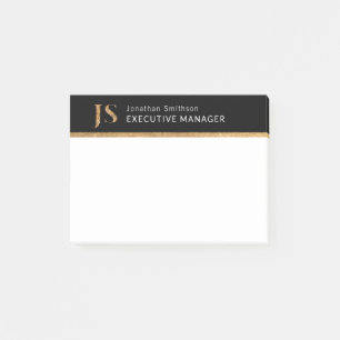 Elegant Classy Black & Gold Personalized Monogram Post-it Notes