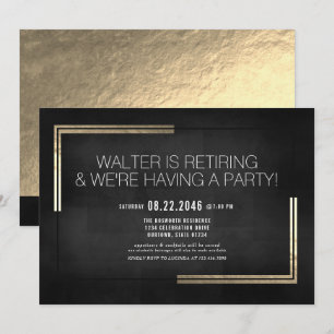 Elegant Classy Black/Gold Retirement Party Invitation