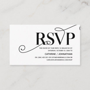 Elegant Classy, Black Script, RSVP respond Enclosure Card