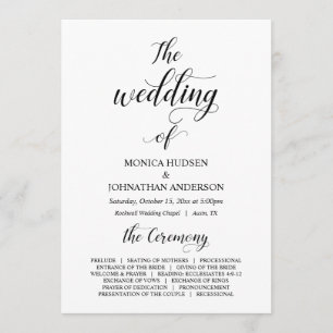 Elegant Classy, Black script, Wedding Ceremony Program