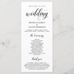 Elegant Classy, Black script, Wedding Ceremony Program