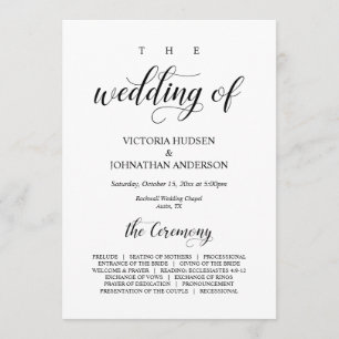 Elegant Classy, Black script, Wedding Ceremony Program