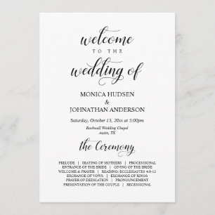 Elegant Classy, Black script, Wedding Ceremony Program