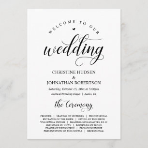 Elegant Classy, Black script, Wedding Ceremony Program