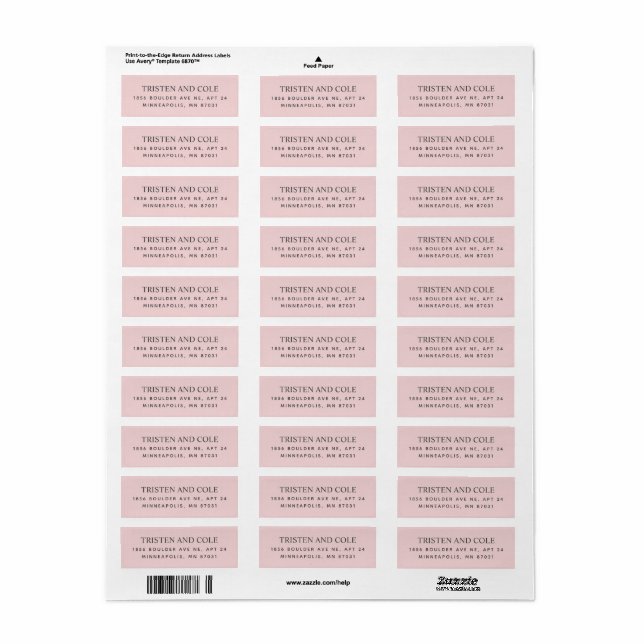 Elegant Classy Blush Pink Return Address (Full Sheet)