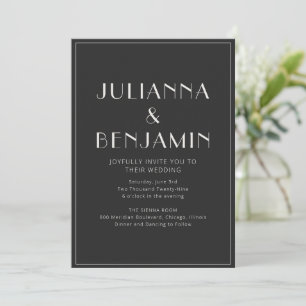 Elegant Classy Bold Black and White Wedding Invitation