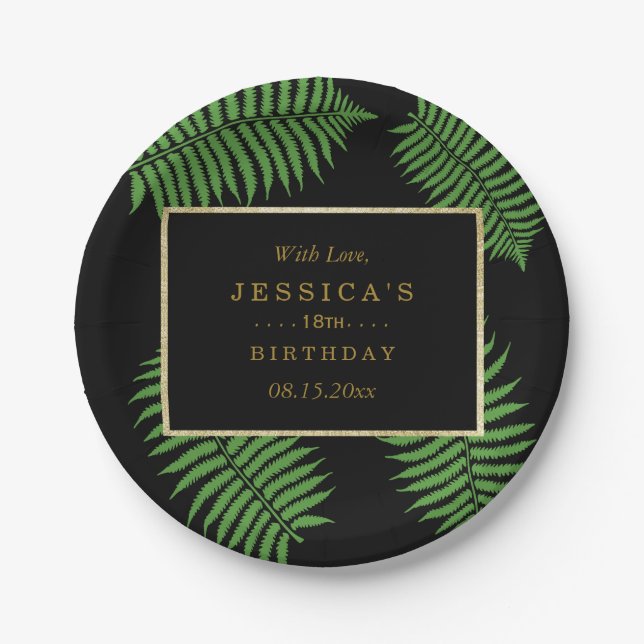 Elegant Classy Bracken Birthday Paper Plate (Front)