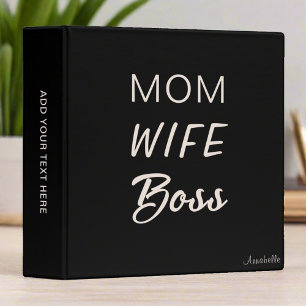Elegant Classy chic Black White Mom Boss Script Binder