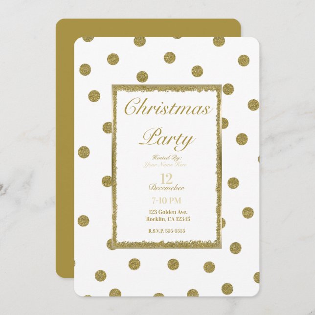 Elegant Classy & Chic White Gold Holiday Party Invitation (Front/Back)