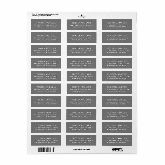 Elegant Classy Dark Grey Return Address (Full Sheet)