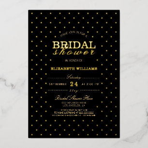 Elegant Classy Dots Black Bridal Shower Real Gold
