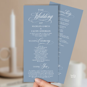 Elegant Classy Dusty Blue Wedding Ceremony Order Program