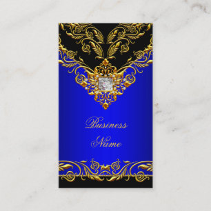 Elegant Classy Elite Royal Blue Gold Black on Gold Business Card