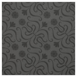 Elegant Classy Floral Damask Sunflower Charcoal Fabric