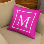 Elegant Classy Fuchsia Customize monogram Outdoor Pillow<br><div class="desc">Elegant Classy Blue Customize monogram throw pillow. Fuchsia is a vivid purplish red color,  named after the color of the flower of the fuchsia plant,  which took its name from the 16th-century German botanist Leonhart Fuchs. Customize and personalize by replacing the initial as desired.</div>