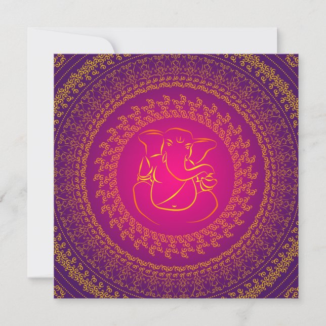 Elegant Classy Ganesh Indian Wedding Invitation (Front)