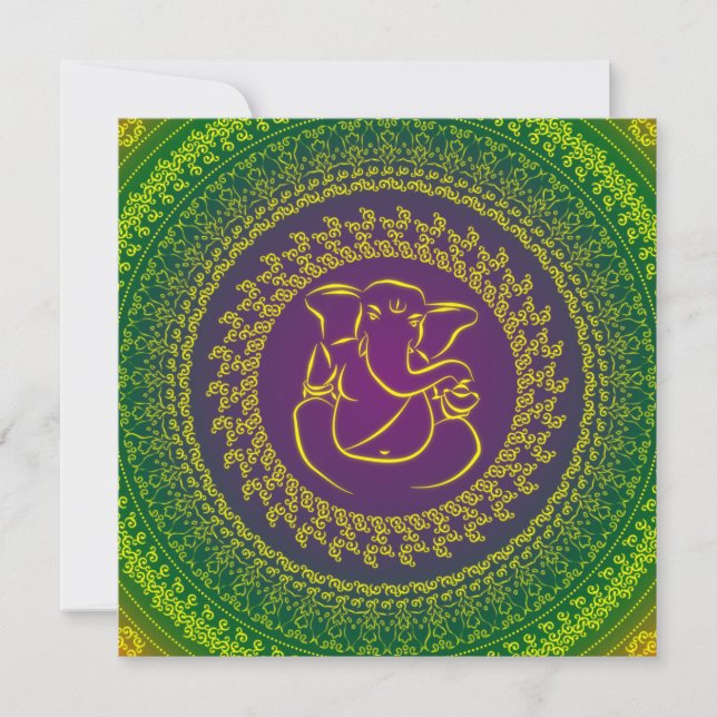 Elegant Classy Ganesh Indian Wedding Invitation (Front)